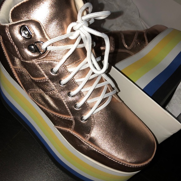 Shellys London Dema Rose Gold Leather Flatform 41 - Picture 2 of 6